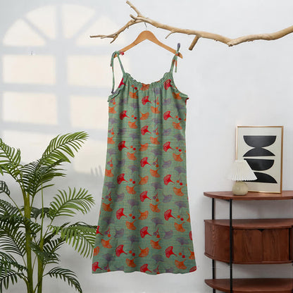 Loungekleid mit Ginkgo-Blumenmuster und Bindebändern - image 41