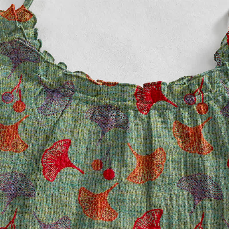 Loungekleid mit Ginkgo-Blumenmuster und Bindebändern - image 43