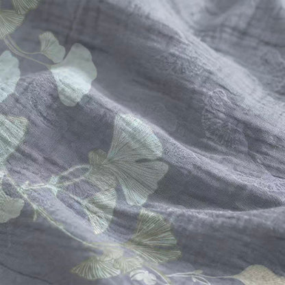 Ginkgo-Blatt-Baumwoll-Loungekleid mit Bindebändern - image 4
