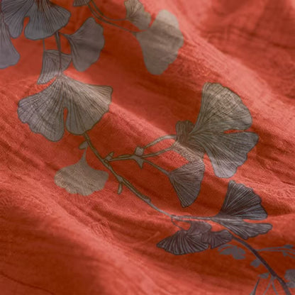 Ginkgo-Blatt-Baumwoll-Loungekleid mit Bindebändern - image 14