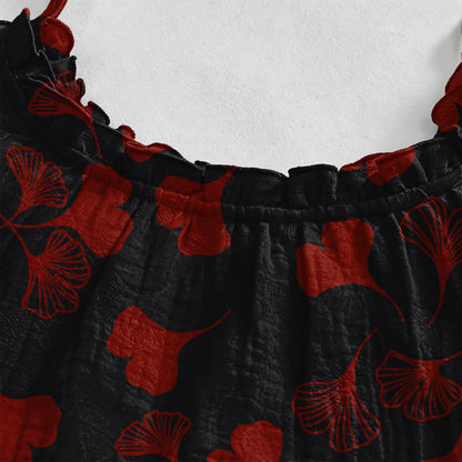 Ginkgo Leaf Tie Strap Lounge Midi Dress - image 68
