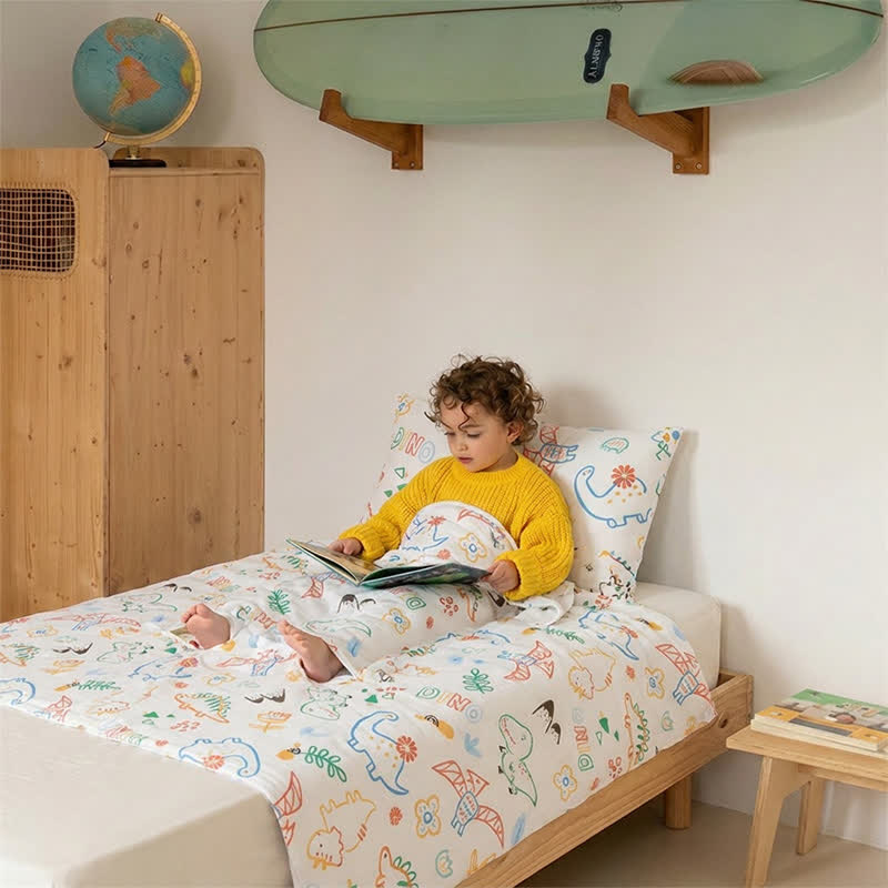 Dino Dreams Babydecke aus Baumwollgaze - image 3