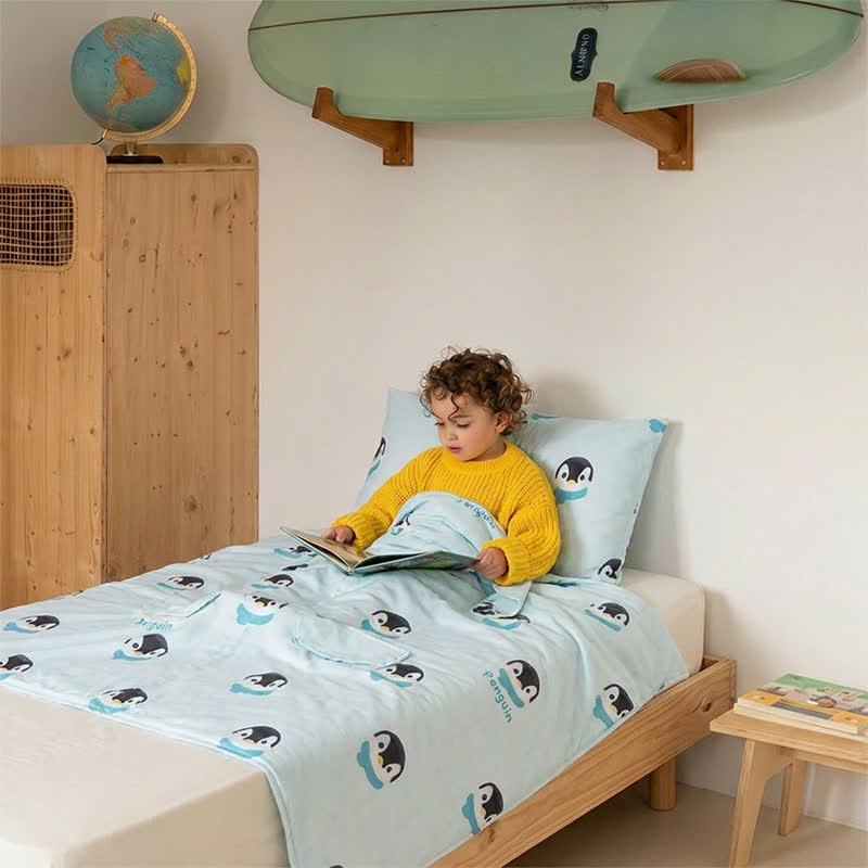 Babydecke „Pinguin-Traum“ aus Baumwollgaze - image 3
