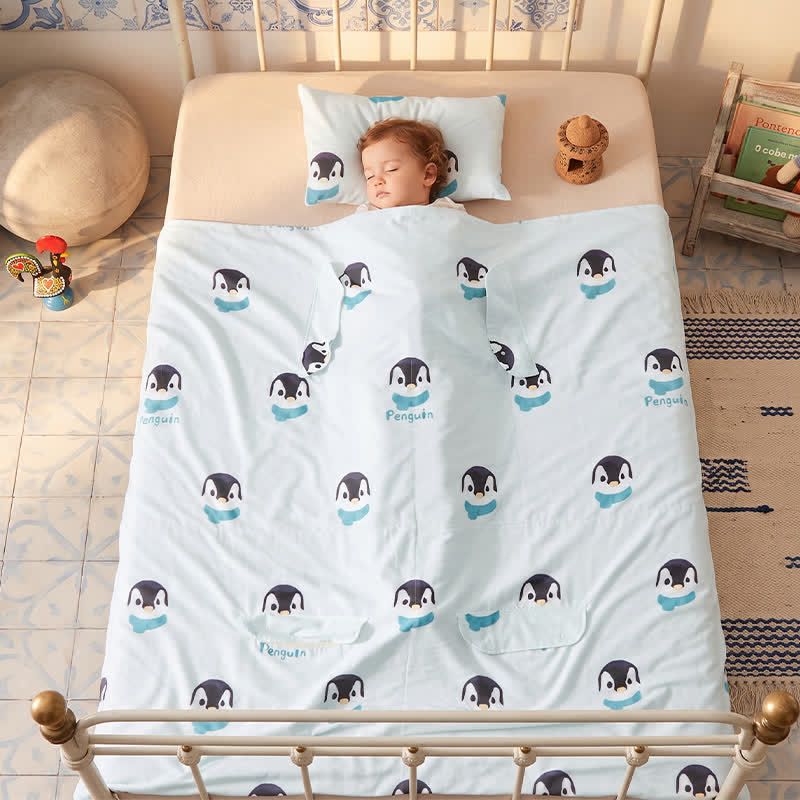 Babydecke „Pinguin-Traum“ aus Baumwollgaze - image 2
