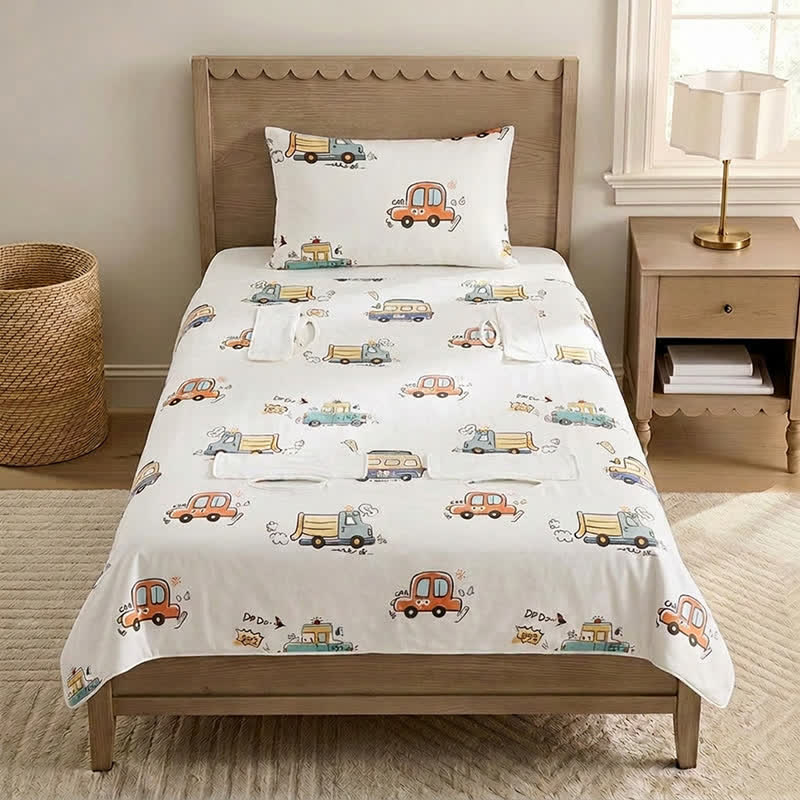 Sommer-Babydecke aus Baumwollgaze mit Busmotiv - image 2