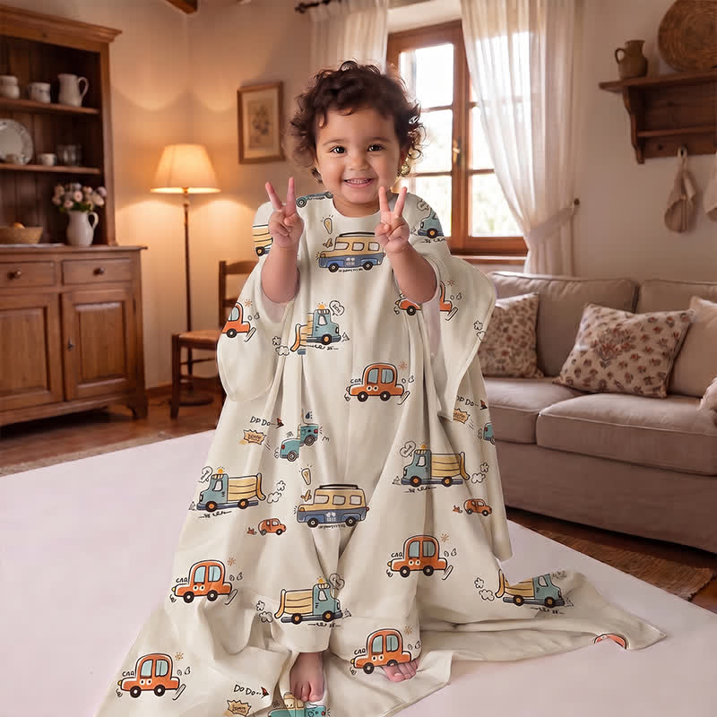 Sommer-Babydecke aus Baumwollgaze mit Busmotiv - image 1