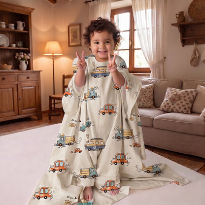 Sommer-Babydecke aus Baumwollgaze mit Busmotiv - image 1