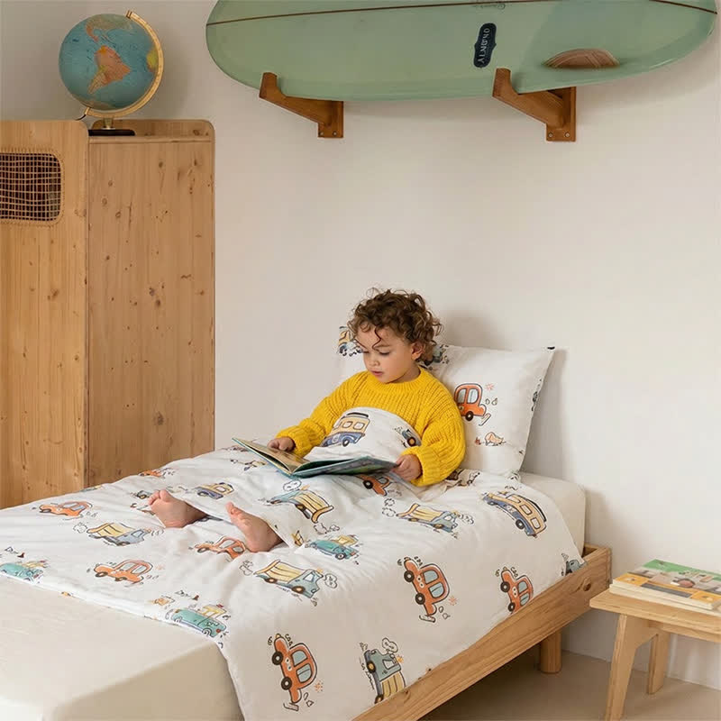 Sommer-Babydecke aus Baumwollgaze mit Busmotiv - image 3