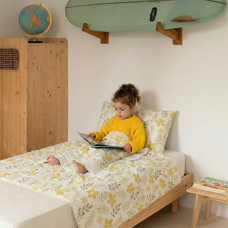 Gelbe Babydecke aus Baumwolle mit Blumenmuster - image 3