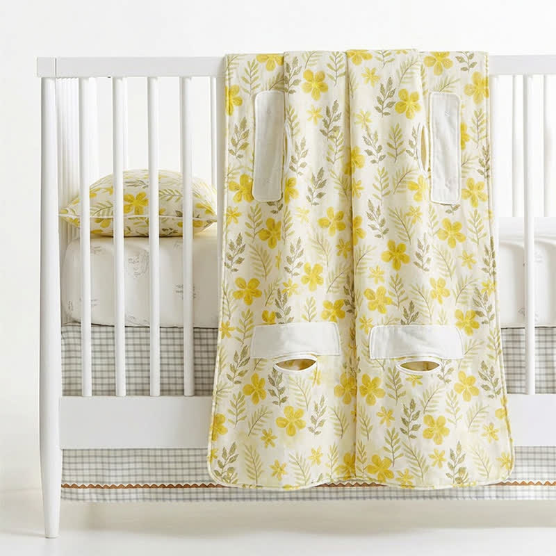 Gelbe Babydecke aus Baumwolle mit Blumenmuster - image 4