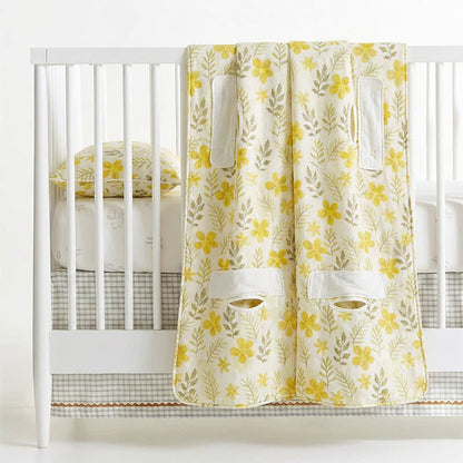 Gelbe Babydecke aus Baumwolle mit Blumenmuster - image 4