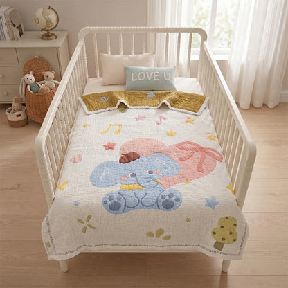 Babydecke mit pastellfarbenem Elefantenmuster aus Lyocell - image 2