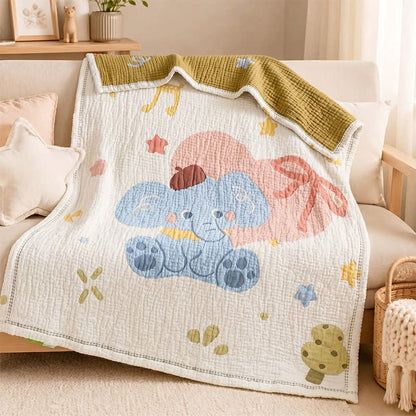 Babydecke mit pastellfarbenem Elefantenmuster aus Lyocell - image 1