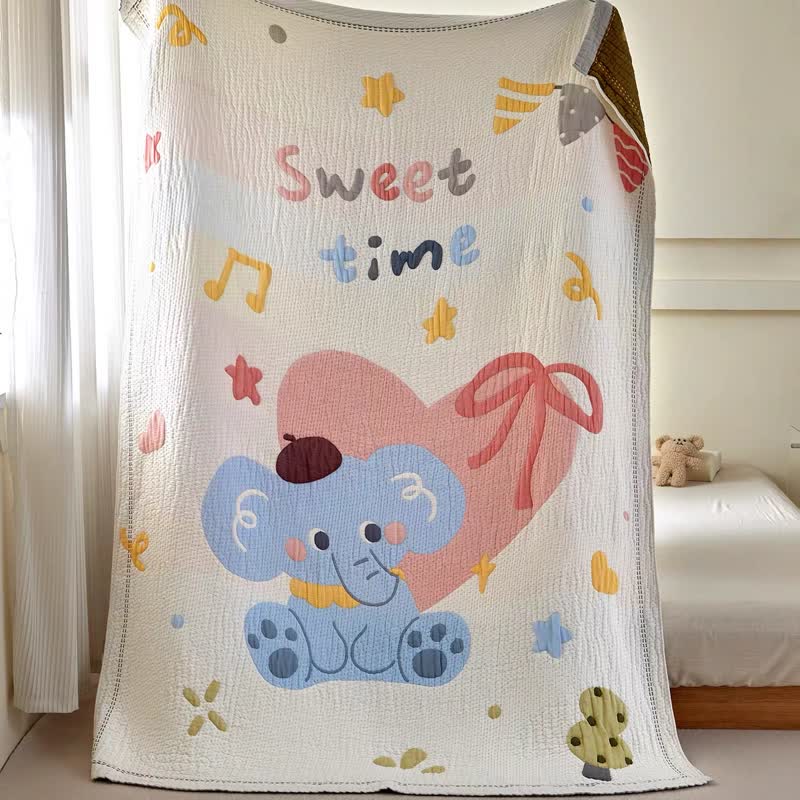 Babydecke mit pastellfarbenem Elefantenmuster aus Lyocell - image 6