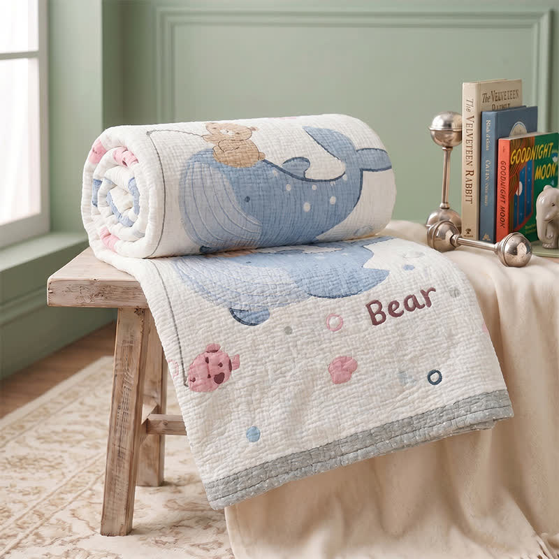 Babydecke mit Wal- und Bärenmotiv aus Lyocell - image 3