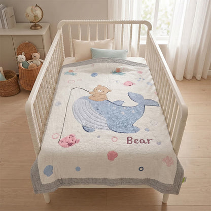 Babydecke mit Wal- und Bärenmotiv aus Lyocell - image 2
