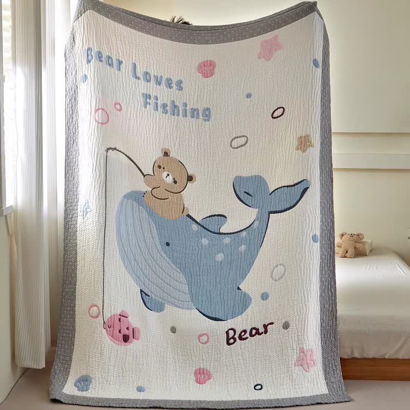Babydecke mit Wal- und Bärenmotiv aus Lyocell - image 6