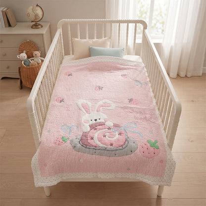 Babydecke „Rosa Hase Erdbeere“ aus Lyocell - image 2