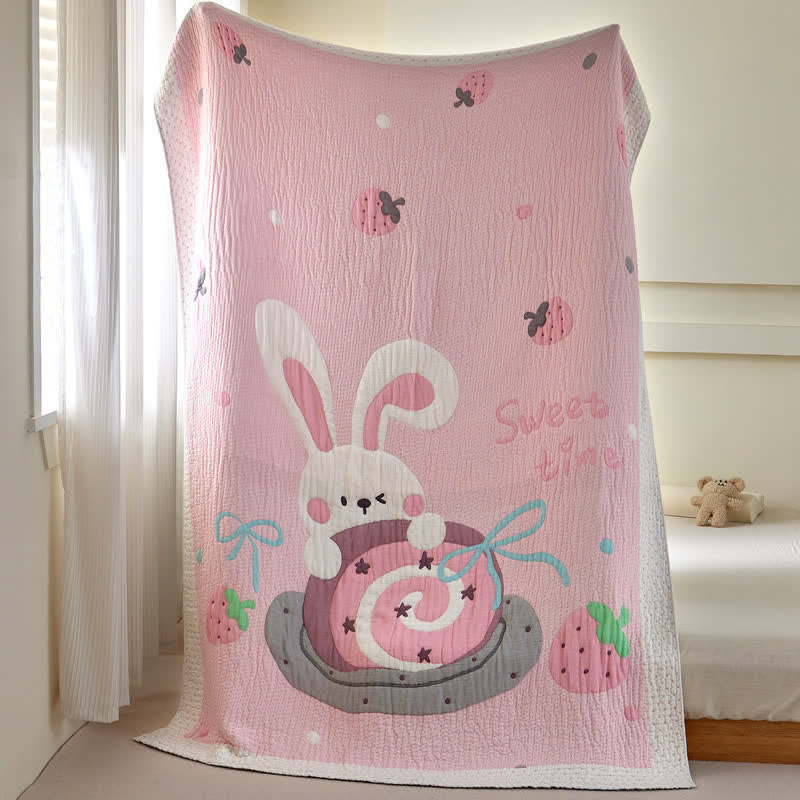 Babydecke „Rosa Hase Erdbeere“ aus Lyocell - image 6