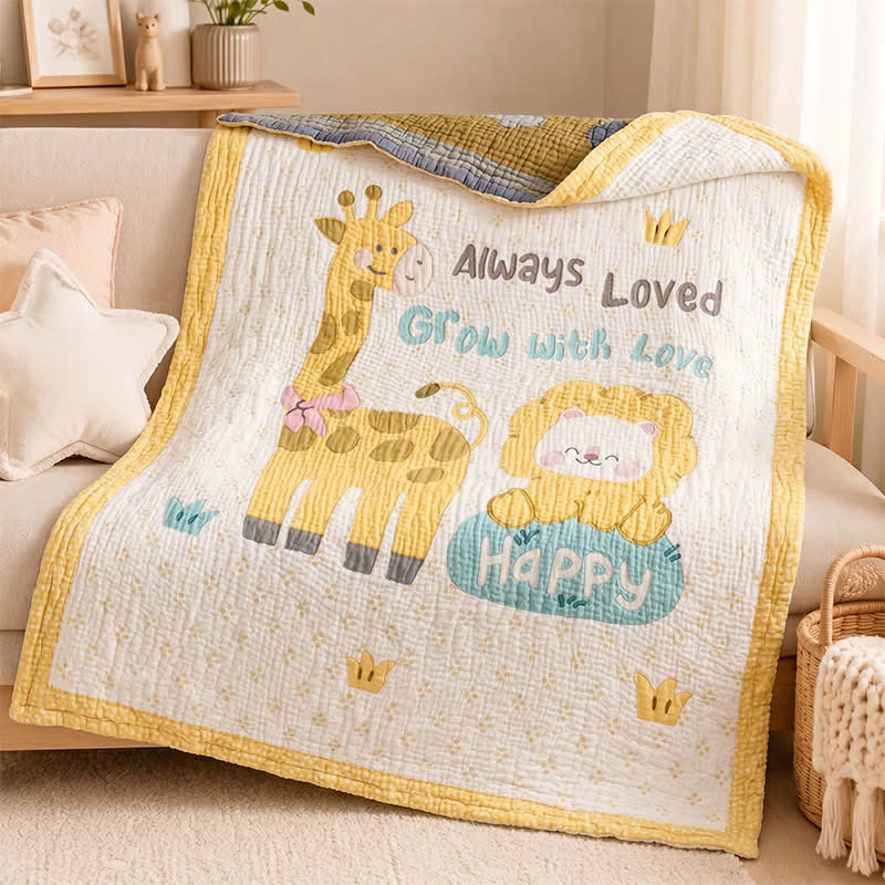 Babydecke mit Giraffen- und Löwenmotiven aus Lyocell - image 1