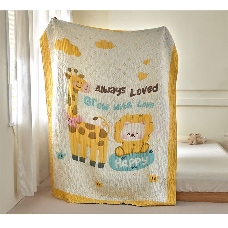 Babydecke mit Giraffen- und Löwenmotiven aus Lyocell - image 5