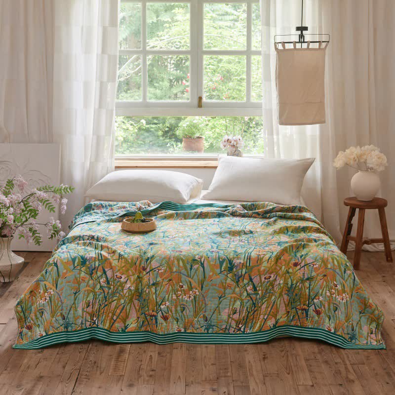 Vintage Iris Field Baumwoll-Jacquard-Decke/Steppdecke - König - image 1