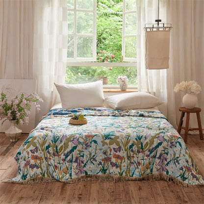 Wendbare Musselin-Decke mit botanischem Quastenmuster - image 1