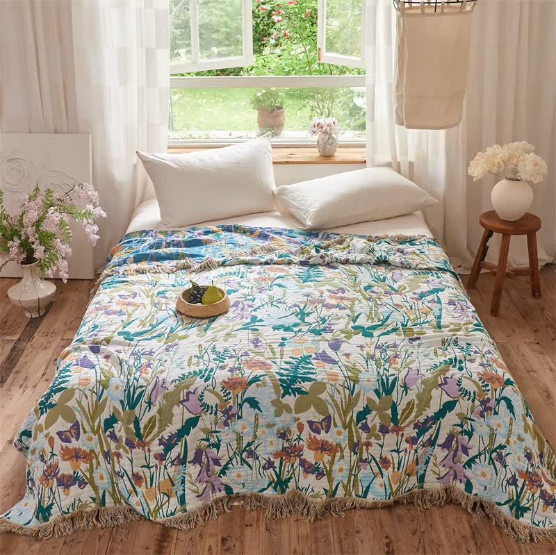 Wendbare Musselin-Decke mit botanischem Quastenmuster - König - image 2