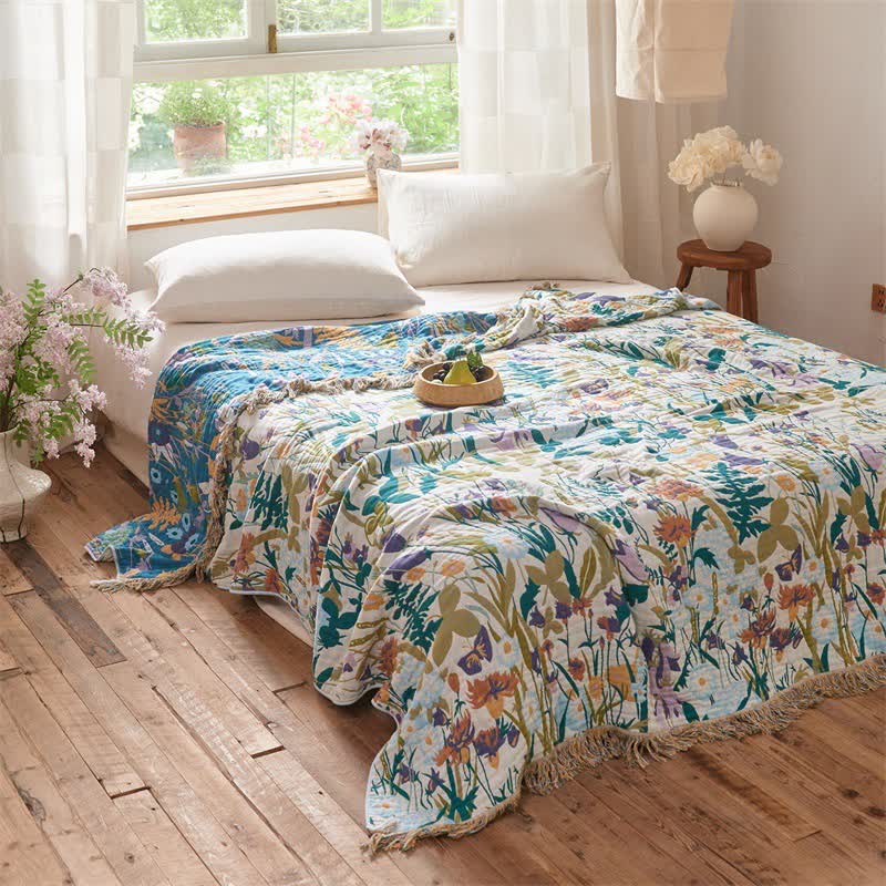 Wendbare Musselin-Decke mit botanischem Quastenmuster - image 3