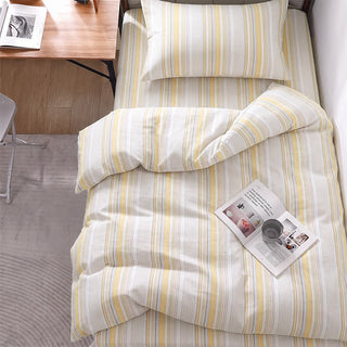Bettwäsche-Set mit Pastellstreifen, Einzelbett XL, für Studentenwohnheime - Twin XL - Gelb - 3-teiliges Bettwäscheset - image 0