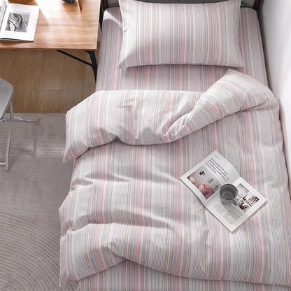 Bettwäsche-Set mit Pastellstreifen, Einzelbett XL, für Studentenwohnheime - Twin XL - Rosa - 3-teiliges Bettwäscheset - image 10