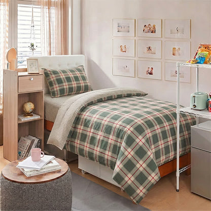 Heritage Plaid Twin XL Schlafsaal-Bettwäsche-Set - Twin XL - Grün - 3-teiliges Bettwäscheset - image 0