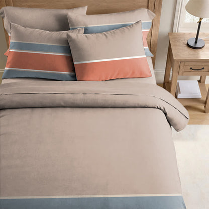 Bettwäsche-Set in Erdtönen mit Streifenmuster, Einzelbett XL - image 1