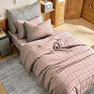 Bettwäsche-Set in zartem Rosa-Karo, Einzelbett XL - Rosa - Twin XL - 3-teiliges Bettwäscheset - image 0
