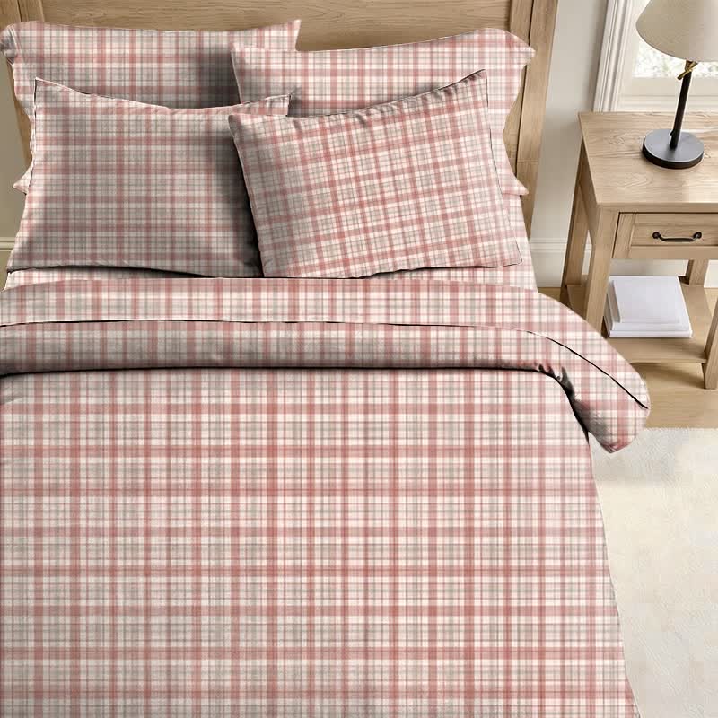 Bettwäsche-Set in zartem Rosa-Karo, Einzelbett XL - image 1