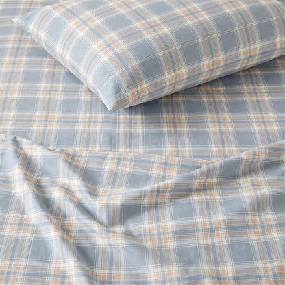 Bettwäsche-Set aus blau karierter Baumwolle (Einzelbett XL) - image 5