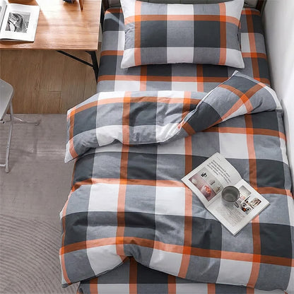 Modernes graues kariertes Bettwäsche-Set (Einzelbett XL) - image 1
