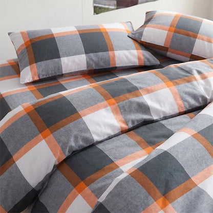 Modernes graues kariertes Bettwäsche-Set (Einzelbett XL) - image 3