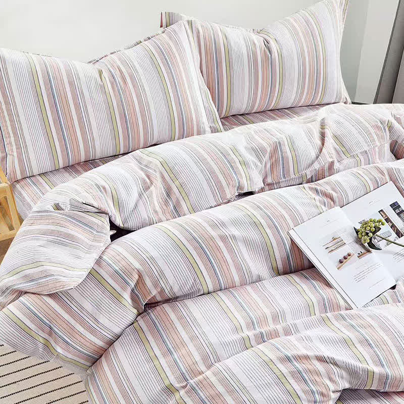 Bettwäsche-Set mit Pastellstreifen, Einzelbett XL, für Studentenwohnheime - image 12
