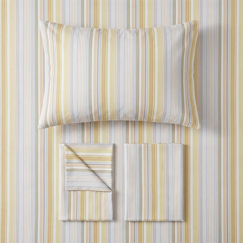 Bettwäsche-Set mit Pastellstreifen, Einzelbett XL, für Studentenwohnheime - image 3