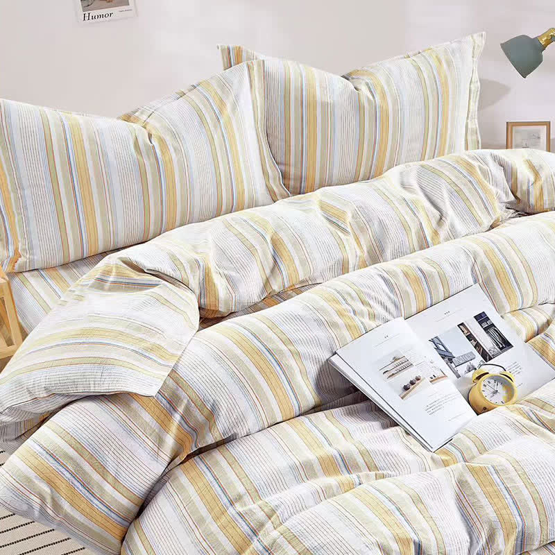 Bettwäsche-Set mit Pastellstreifen, Einzelbett XL, für Studentenwohnheime - image 2