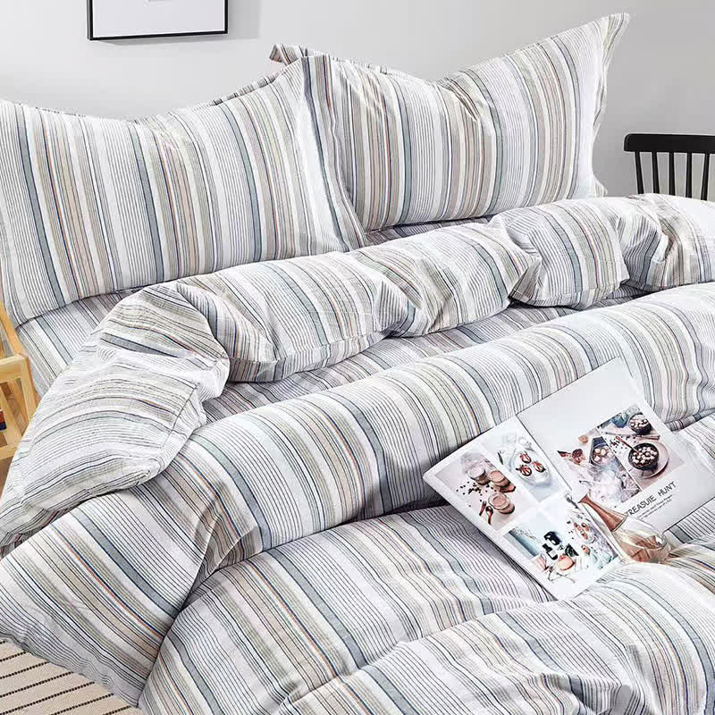 Bettwäsche-Set mit Pastellstreifen, Einzelbett XL, für Studentenwohnheime - image 7