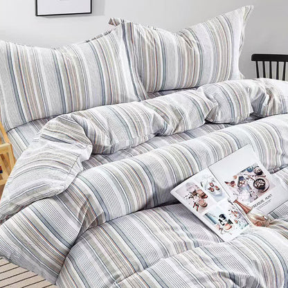 Bettwäsche-Set mit Pastellstreifen, Einzelbett XL, für Studentenwohnheime - image 7