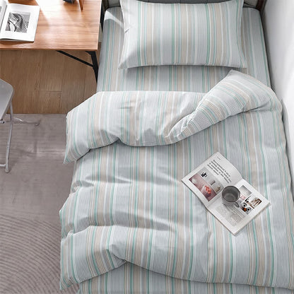 Bettwäsche-Set mit Pastellstreifen, Einzelbett XL, für Studentenwohnheime - Twin XL - Grün - 3-teiliges Bettwäscheset - image 15