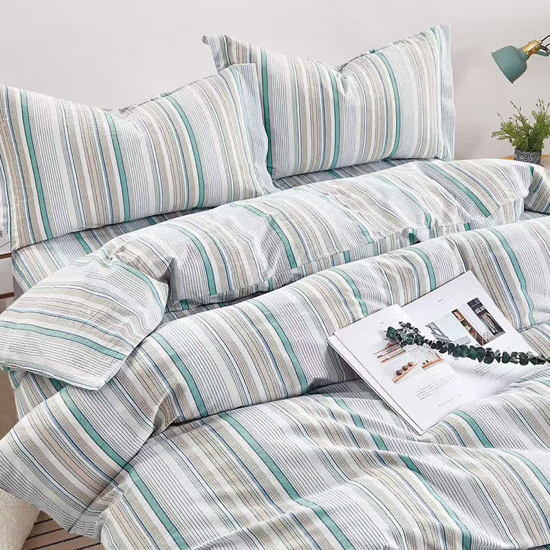 Bettwäsche-Set mit Pastellstreifen, Einzelbett XL, für Studentenwohnheime - image 17