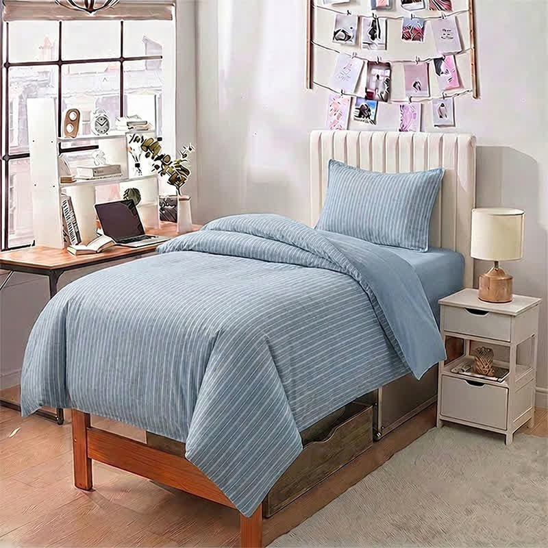 Bettwäsche-Set aus Baumwolle mit nordischen Streifen, Einzelbett XL - image 1