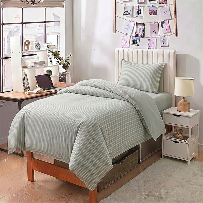 Bettwäsche-Set aus Baumwolle mit nordischen Streifen, Einzelbett XL - image 13