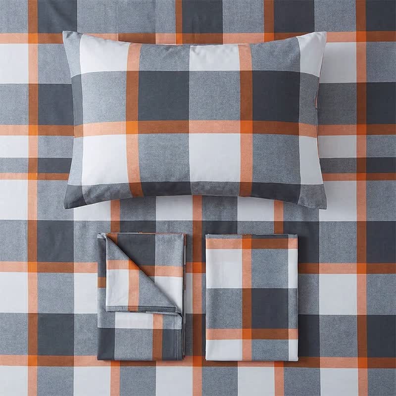 Modernes graues kariertes Bettwäsche-Set (Einzelbett XL) - image 4