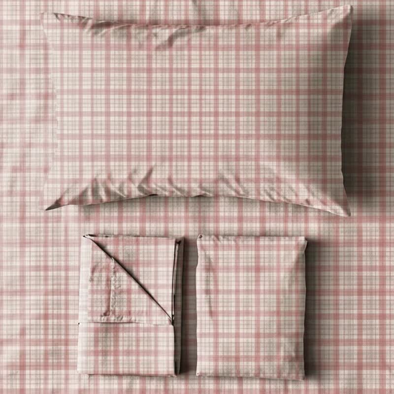 Bettwäsche-Set in zartem Rosa-Karo, Einzelbett XL - image 2
