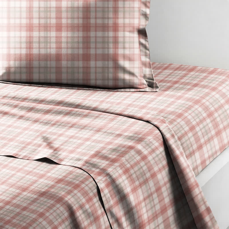 Bettwäsche-Set in zartem Rosa-Karo, Einzelbett XL - image 4
